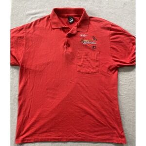 Screen Stars Mens Large Polo Shirt Red St Louis Cardinals Vintage MLB Pocket USA